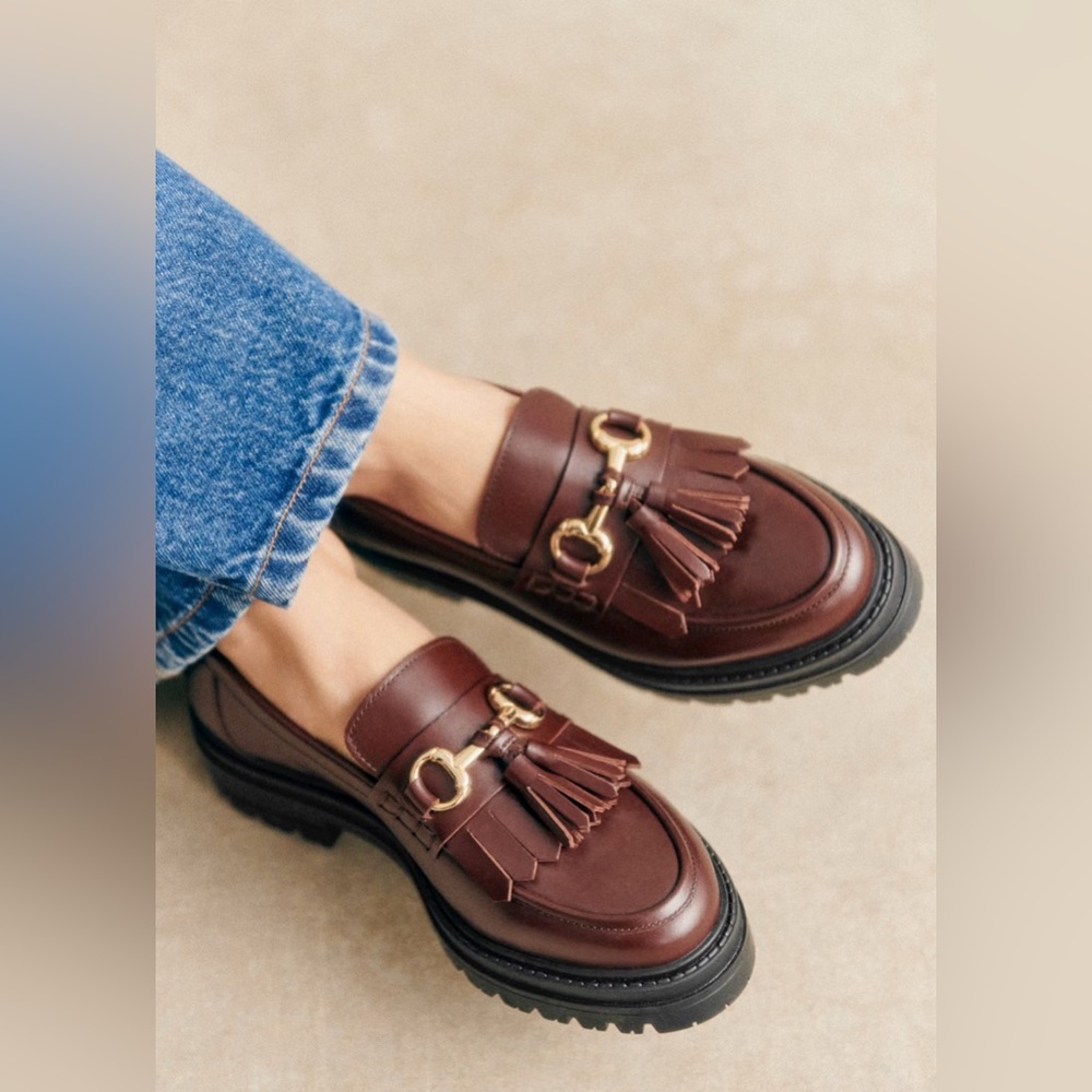 Sezane Amy Loafers 7/38 Glossy Chocolate